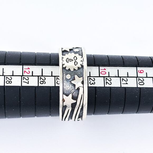 Vintage Sterling Silver 925 Celestial Sun Moon Stars Ring Size 10.75 - Picture 8 of 10